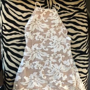 White halter mini dress